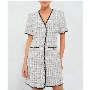 POMANDER PLACE White Tweed Josephine Dress MEDIUM